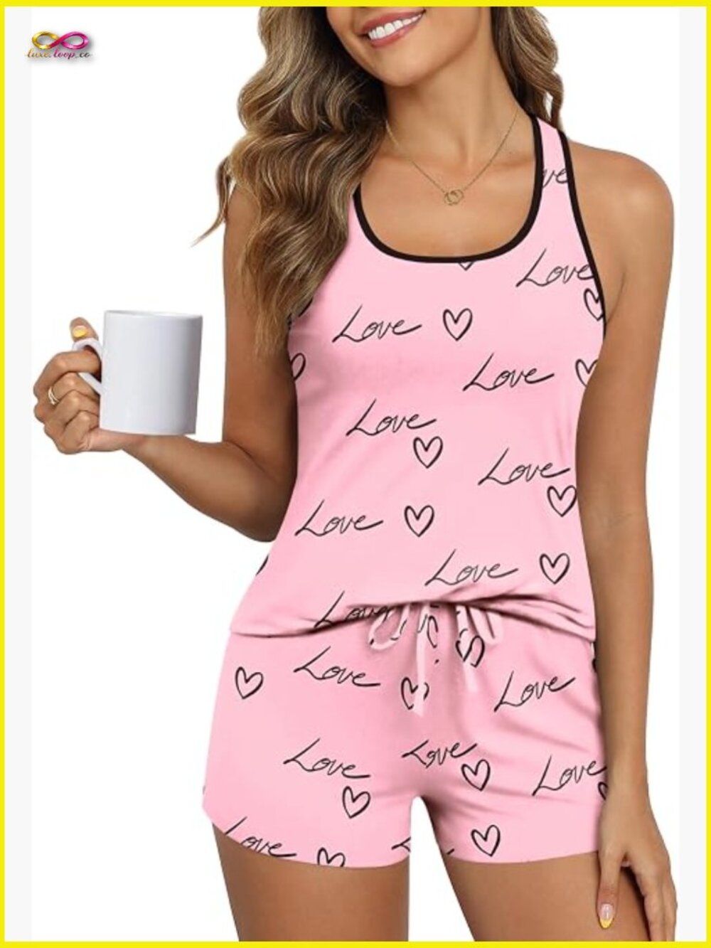 Womens Tank Top Pajama Set Comfy Racerback Cami Shorts 2 Piece Summer Sleepwear